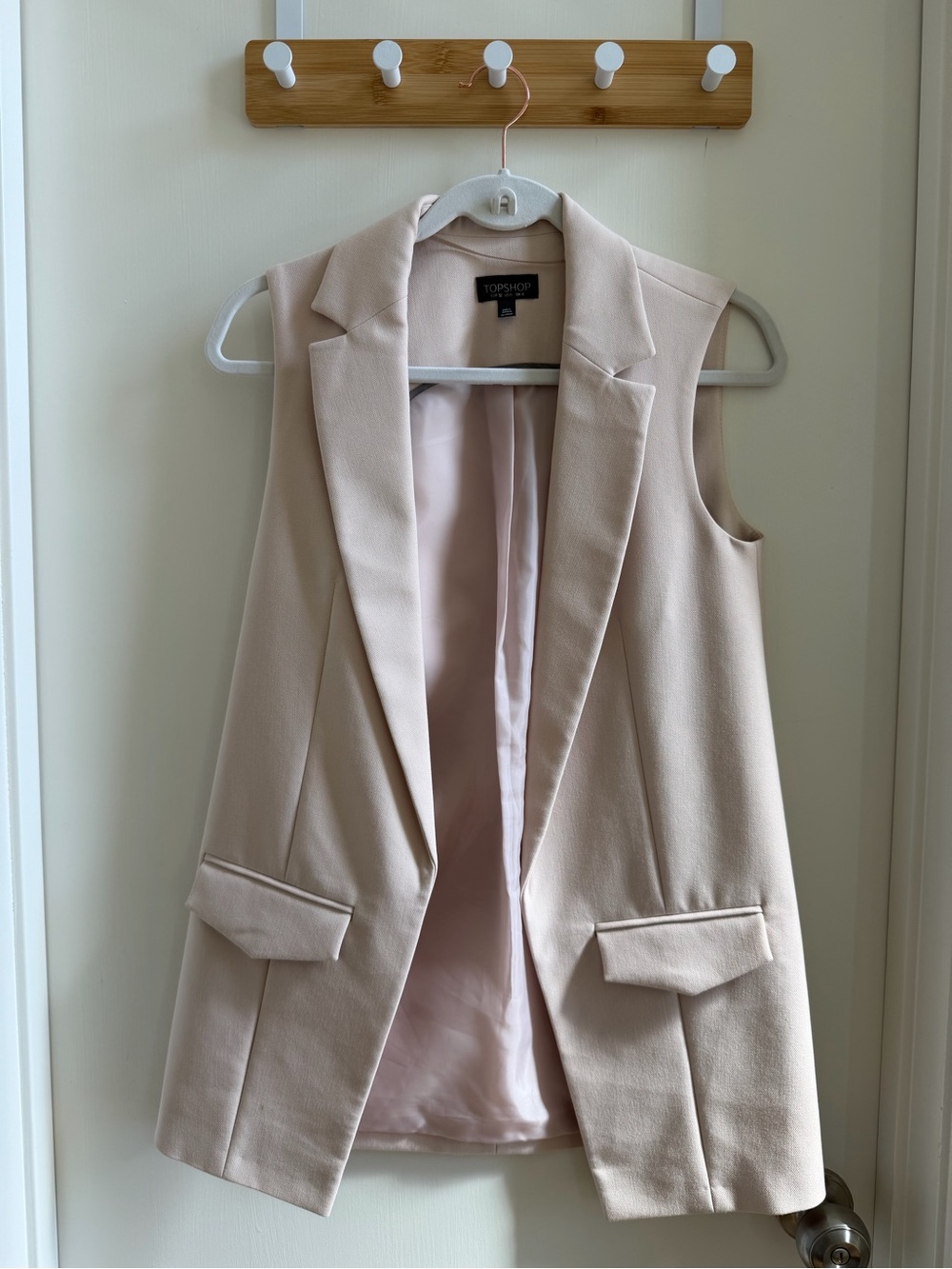 TOPSHOP Sleeveless Blazer Vest in Pale Blush